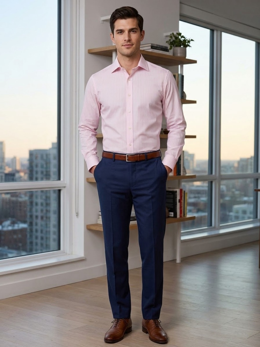 Michael Kors Light Pink Pinstripe Dress Shirt